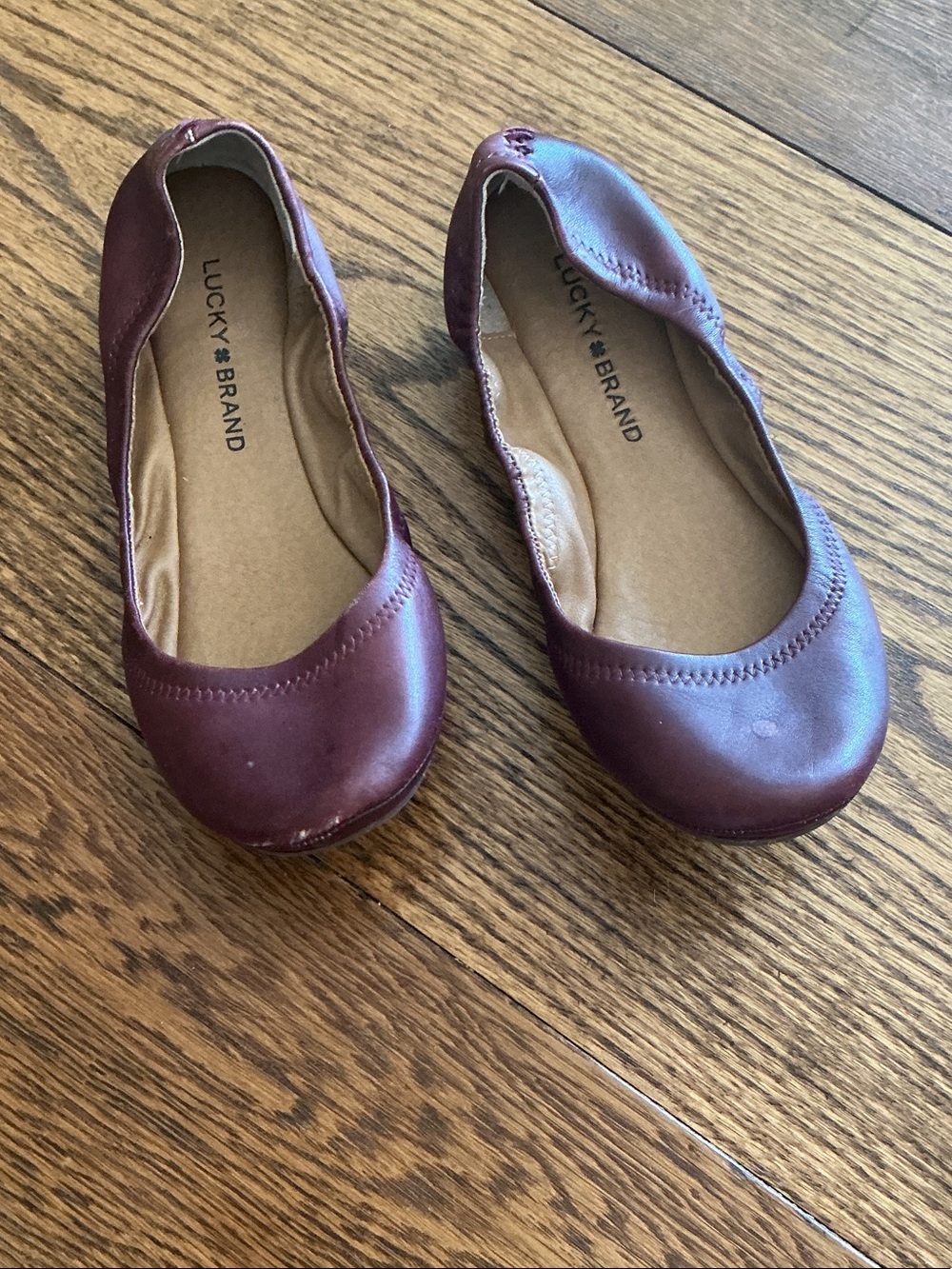 Lucky Brand Emmie Deep Wine/Merlot Leather Ballet Flats Women’s 7.5M